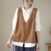 Женский тонкий вязаный жилет с V-образным вырезом, для ношения поверх одежды, в корейском стиле, свободного кроя, однотонный, кардиган в японском стиле