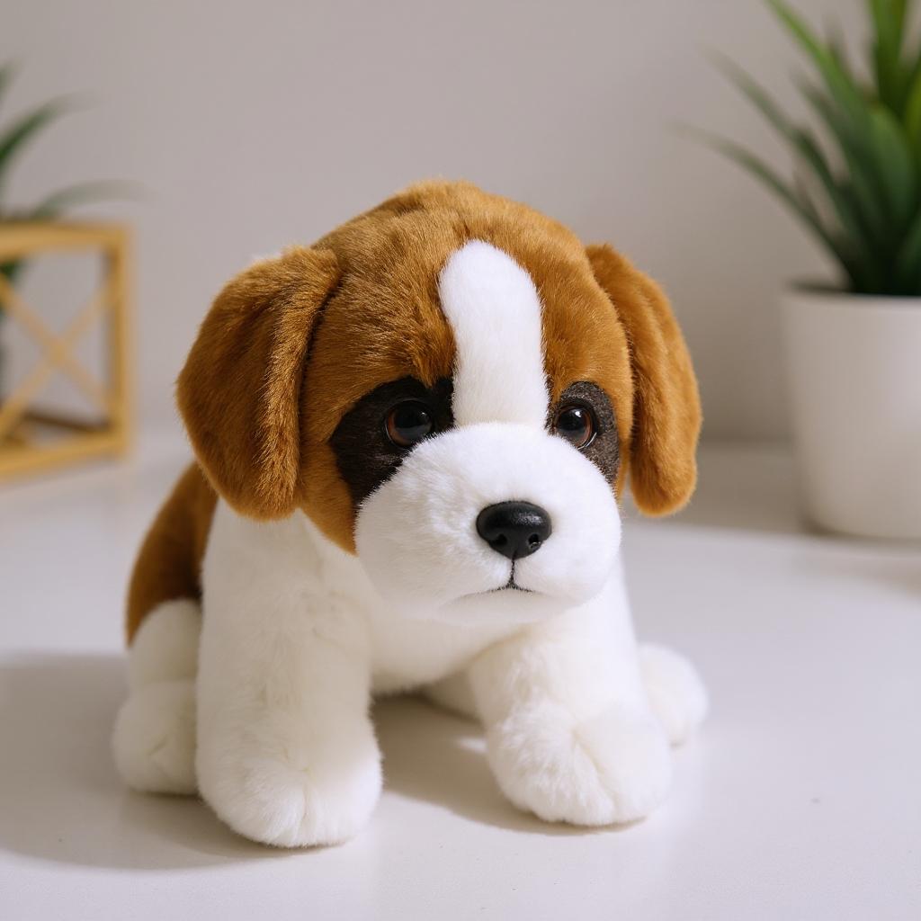 Lifelike St. Bernard Plush Toy Dog 11.8 Inch - Super Soft Simulation Comfort Doll Children's Gift Collectible Ornaments