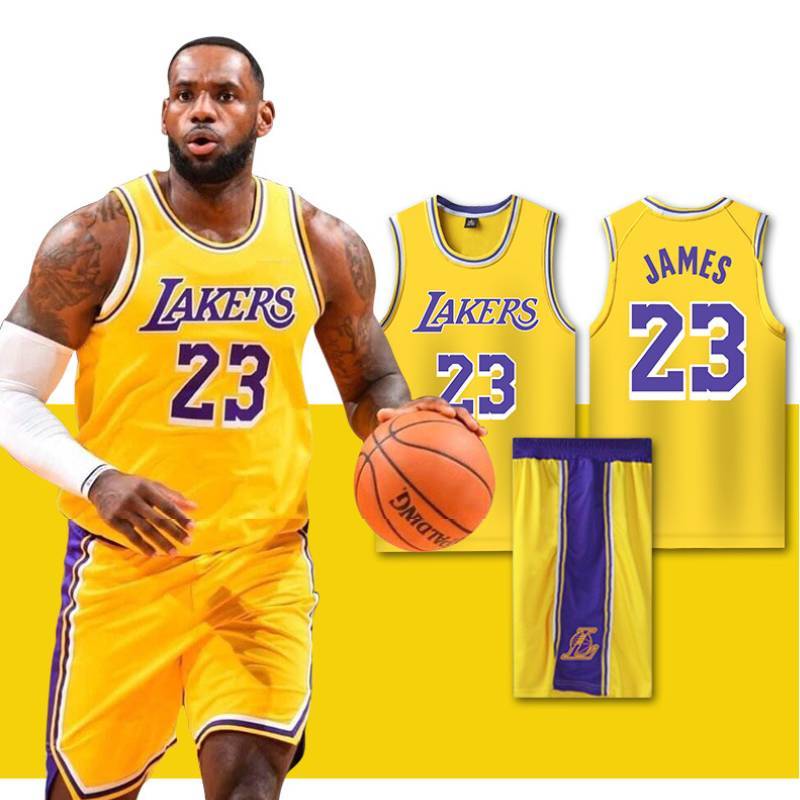 Баскетбольный комплект формы Lakers Леброна Джеймса из ткани с быстрой сушкой для детей и взрослых