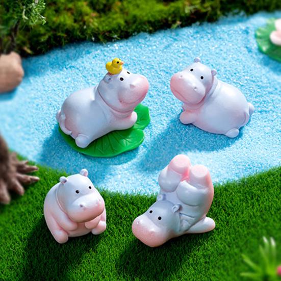 Миниатюрная фигурка бегемота, мини-мультяшный бегемот, украшение своими руками, микропейзаж, сказочный сад, животное, смоляная статуэтка, украшение