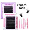 320-Cluster False Eyelashes Set: Includes Glue, Remover, Tweezers, and Individual Lashes (50P, 60P, 80P, 100P Options)