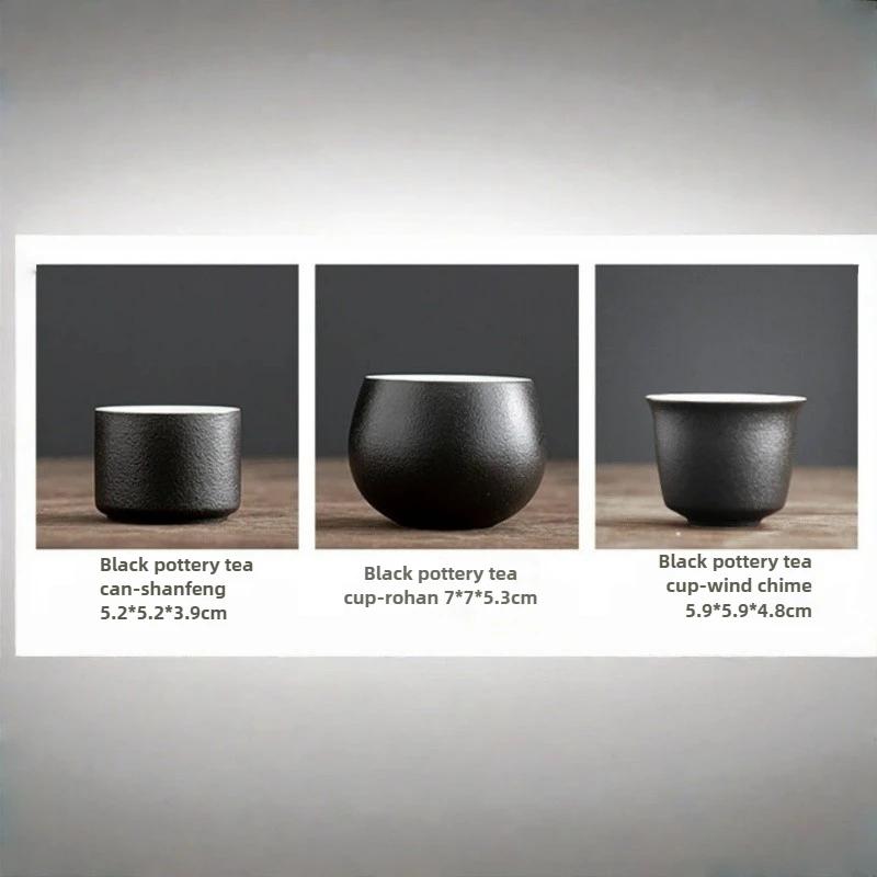 Black Ceramic Teacup Handmade Porcelain Tea Cup Tea Accessories Home Master Cup Portable Tea Set Meditation Cup