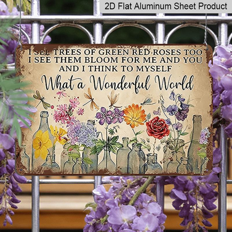2D Flat 1pc Vintage Metal Sign, Featuring A Dragonfly and A Vibrant Floral Design, Vintage Aluminum Sign, Perfect for Decorating Homes, Cafes