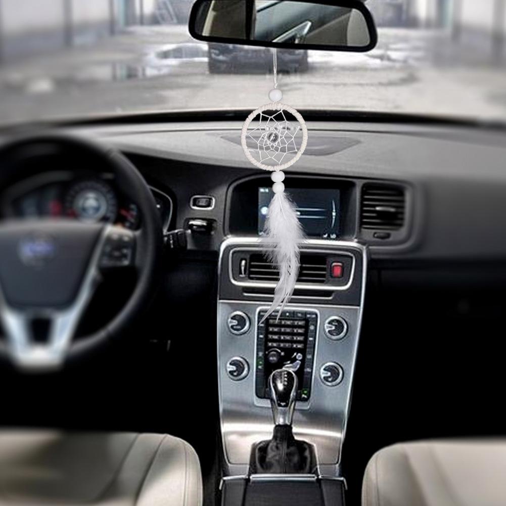 Подвеска для автомобиля Мини-перья Ветер Chimes Чистый Белый Ловец Снов Настенный Декор Домашний интерьер Украшение для рукоделия Сумка Подвеска