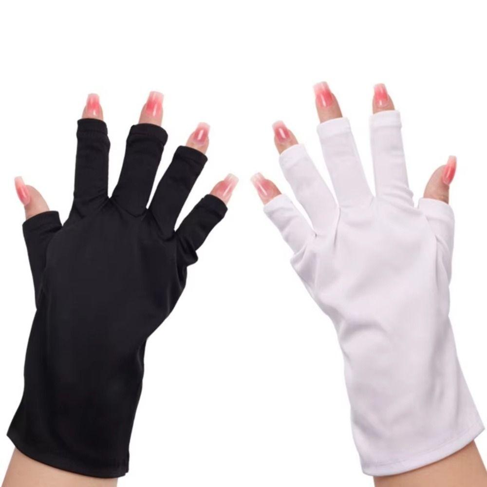 Half-finger Sunscreen Gloves Anti -UV UV-protective Gloves Durable Nail Painting Gloves  Nail Tools