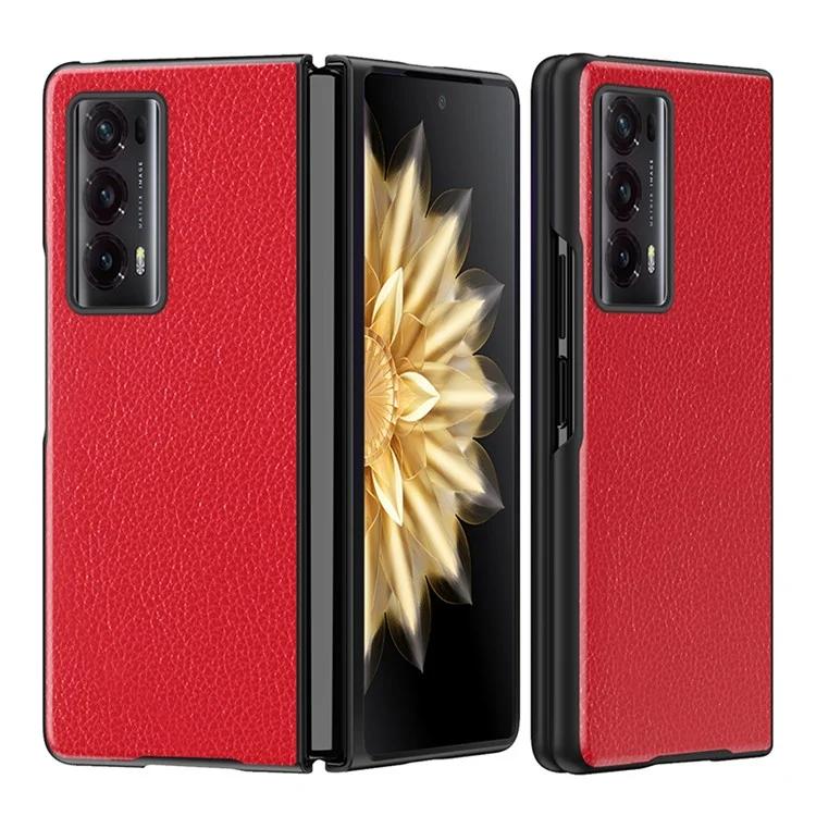 Чехол для телефона Honor Magic V2 5G из искусственной кожи с покрытием из ПК, текстура личи, прорезиненный противоударный чехол