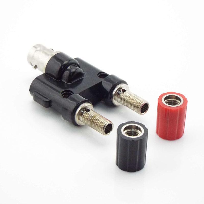 BNC female Male to Two Dual 4mm Banana Plug Jack Coaxial Connector RF Adapter Audio Adapter for CCTV