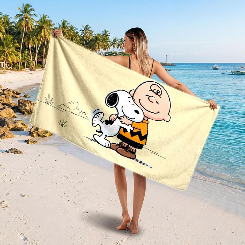 Large Beach TowelSnoopy Peanuts Soft Absorbent Towel Beach Bath Home Use
