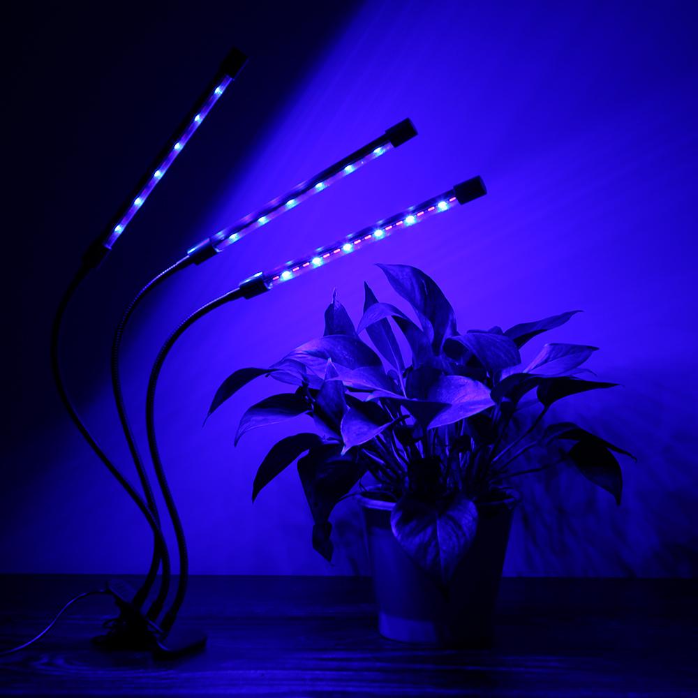 DC5V 27W 3-headed LED Plant Growing Light with Adjustable 360 Degrees  Goosenecks Red and Blue Light Bulbs