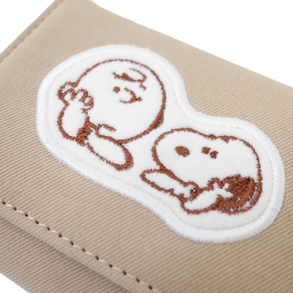 Snoopy Zipper Trifold Wallet Beige Applique SN&CB