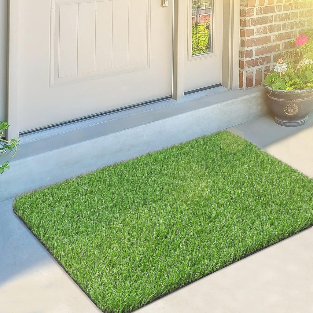 Artificial Grass Door Mat 24" x 36" Realistic Fake Grass Turf Rug Indoor Outdoor Versatile Use for Entrance Patio Dog Areas Home Decor