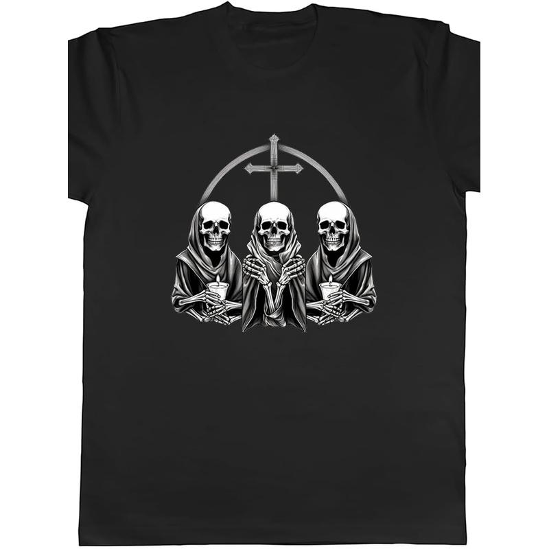 Skull Skeleton Mens T-Shirt Trinity Gothic Goth Tee Gift