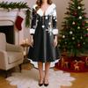 Рождественские платья с принтом для женщин, винтажное рождественское платье миди, повседневные платья, коктейльное платье, вечерние праздничные платья