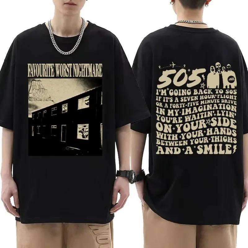 Футболка из хлопка Arctic Monkeys Inspired с принтом «список альбомов» в стиле каракули, винтажная футболка для мужчин, хип-хоп, панк, футболки с коротким рукавом, уличная одежда