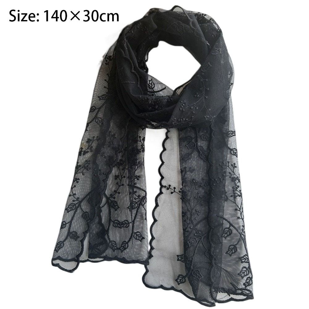 Elegant Summer Sunscreen Shawl Long Silk Headband Literary Women's Lace Scarf
