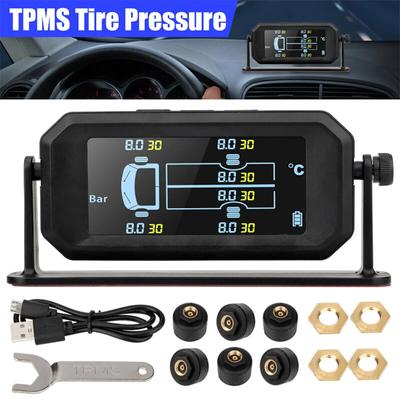 Беспроводной автомобильный Tpms Датчики давления в шинах Солнечная система контроля давления в шинах Сигнализация температуры 6 колес Внешний датчик шин