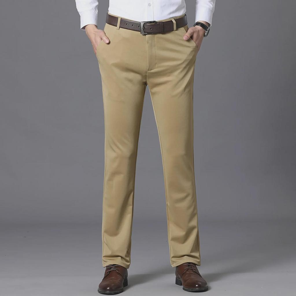 Мужские повседневные эластичные брюки оверсайз - Приталенные, не мнутся, деловые формальные брюки