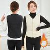 Winter Women Layering Vest Coat Thin Padded Button Closure V Neck Sleeveless Solid Color Windproof Heat Retention Outdoor Down Coat