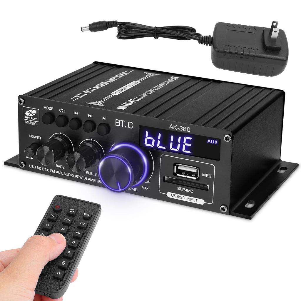 Bluetooth Amplifier HiFi Stereo Power Amplifier Receiver Channel 2X40W Mini Amplifier Small Home Audio Amplifier Control Speaker Input 5.0 2.0