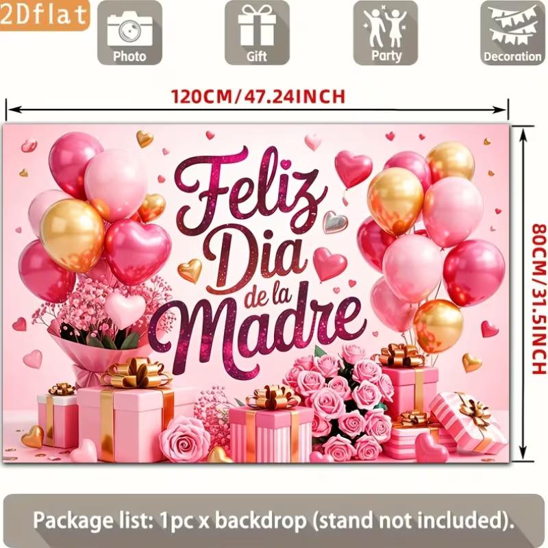 Двумерная тканевая основа розового золота «Feliz Dia de la Madre» для фотосессии мероприятия ко Дню матери
