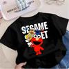 2026 Summer Elmo TShirt For Kids Boys black pink Cartoon round neck T-shirt Short Sleeve Tops Tee Shirt Clothes Girls Toddle
