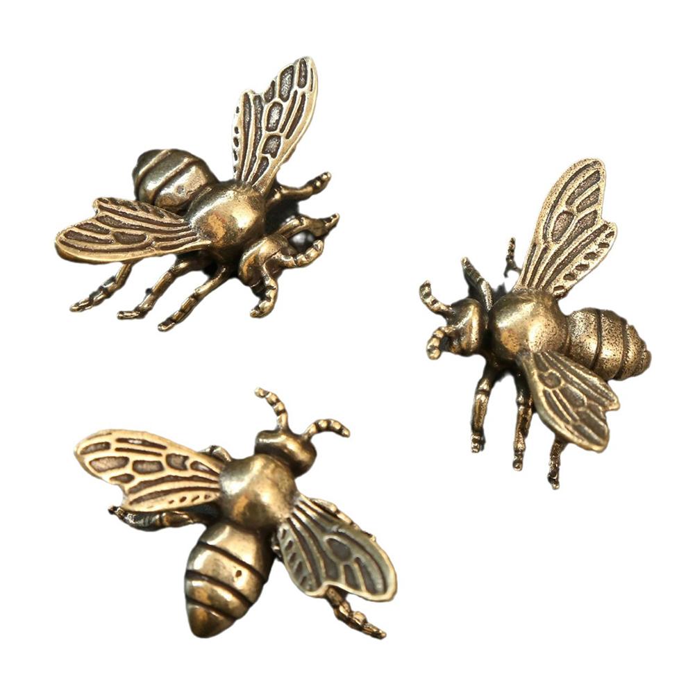 Solid Brass Insect Honeybee Figurines Miniatures Tea Desktop Beetle Home Collection Decorations X1G6
