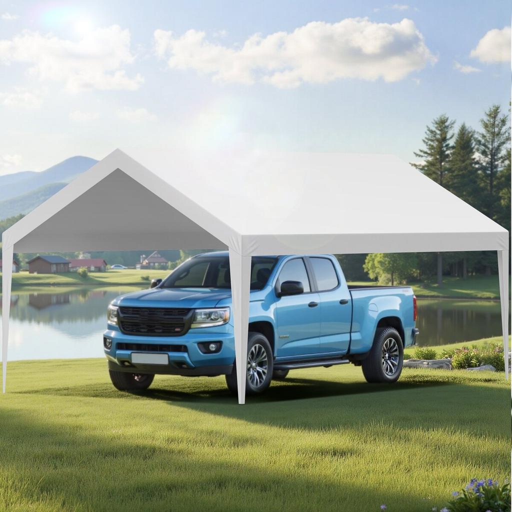 Carport Replacement Canopy, 3.6 x 6 m Potable Garage Tent Top Tarp, UV-Resistant & Waterproof Car Shelter Tarp, Heavy Duty Car Port Cover with Ball