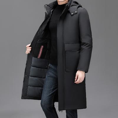 Утолщенный длинный пуховик длиной до колена для мужчин среднего и пожилого возраста, зимняя одежда для отцов среднего и молодого возраста, теплая и большая куртка