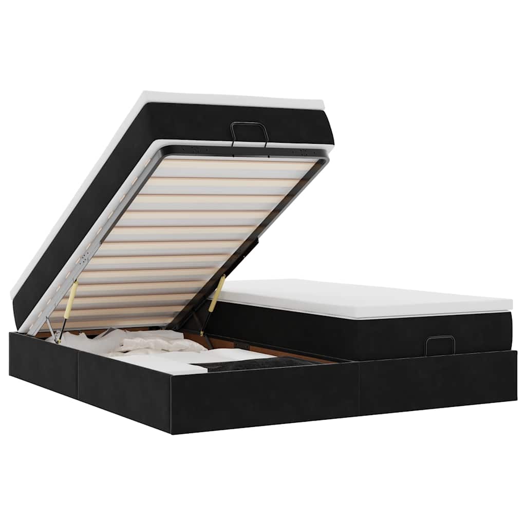 Ottoman Bed with Mattresses Black 180x200 cm Velvet