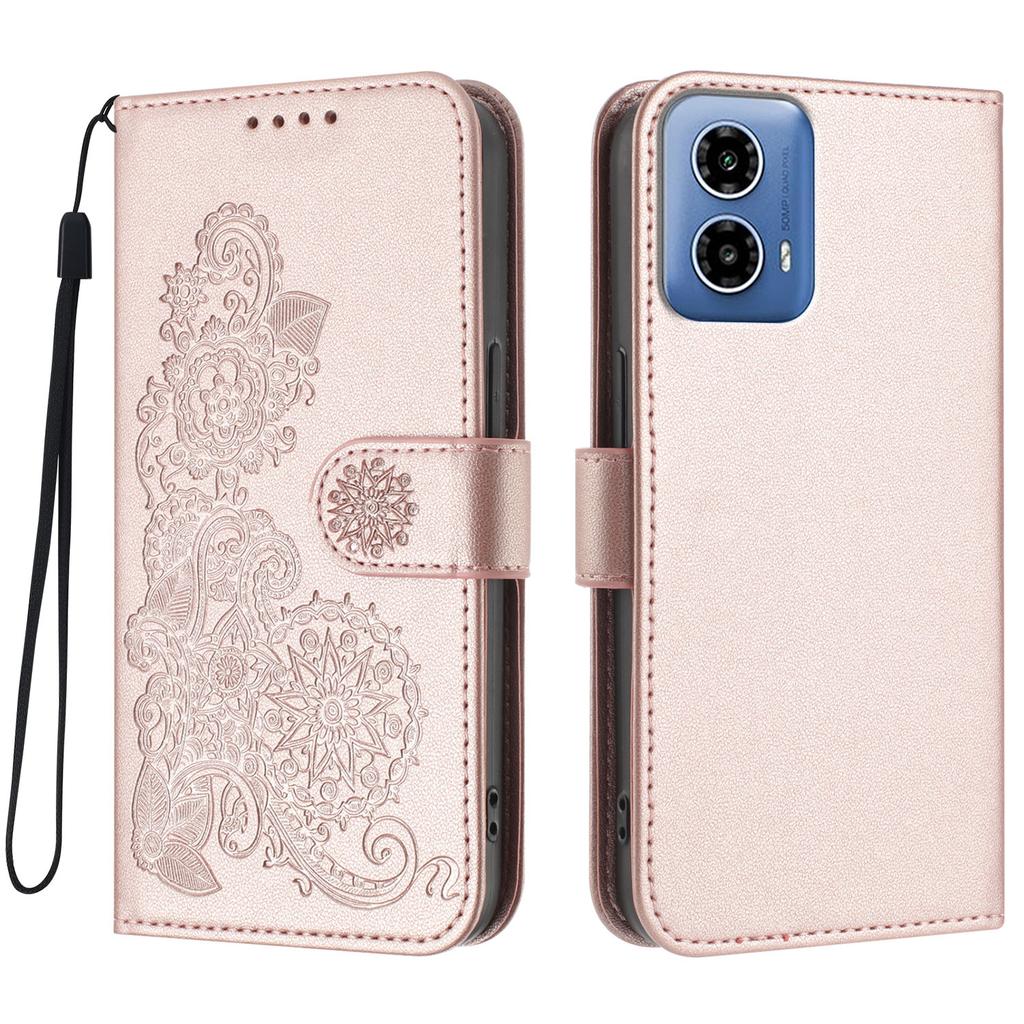 For Motorola Moto G45 5G/Motorola Moto G34 5G Phone Cases Mandala Flower Leather Wallet Mobile Cover with Strap