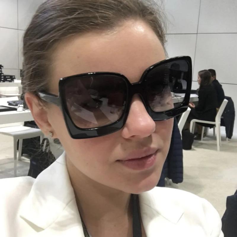 Модные солнцезащитные очки большого размера, женские, пластиковые, с градиентными линзами, защита от УФ-лучей UV400