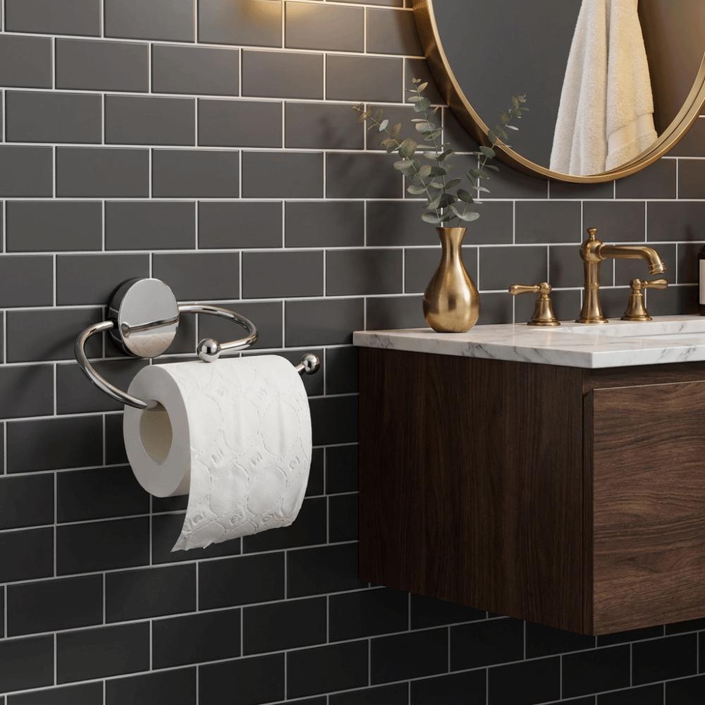 Stainless Steel Bathroom Tissue Holder with Suction Cup Rust-Resistant Toilet Paper Storage Rack Waterproof Wall Mounted