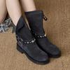 Fashion Shoes for Women 2024 Fashion Sleeve Women's Boots Winter Round Toe Suede Solid Middle Tube Chunky Heels Boots Botas De Mujer