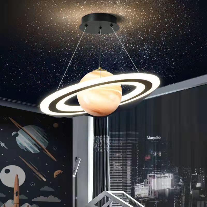 Nordic Planet Lamp Детская Люстра Блуждающая Земля Юпитер Спальня Астронавт Звездное Небо