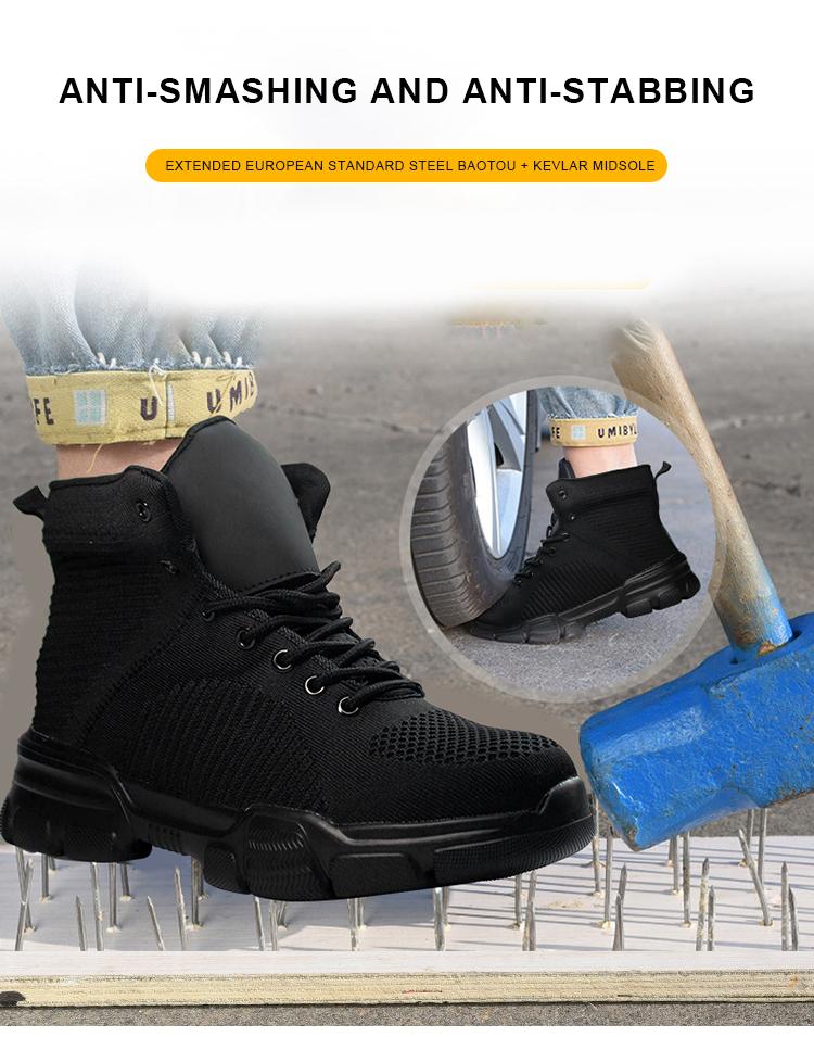Men'S Work Shoes Indestructible Men Safety Shoes Outdoor Safety Boots Steel Toe Sneakers Anti-Puncture Work Shoes Work Boots Man
