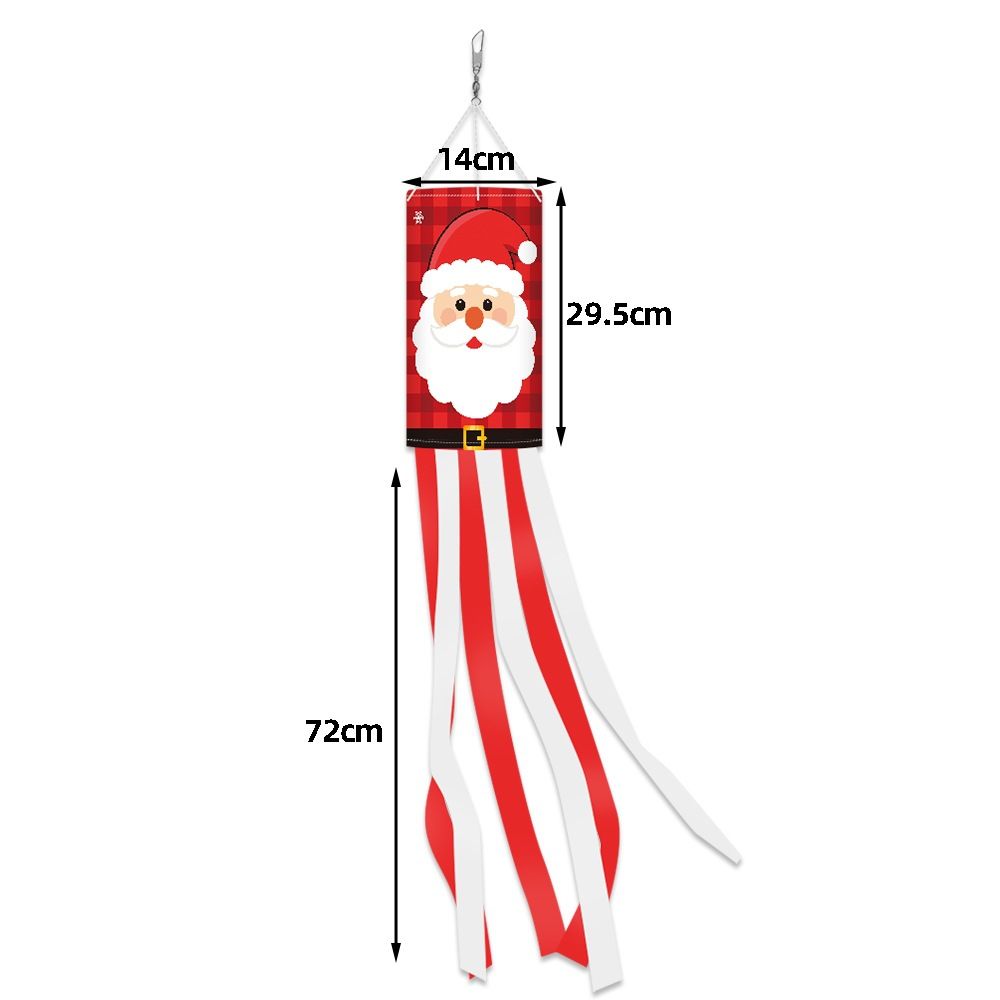 Polyester Fabric Christmas Windsock Flag Santa Snowman Christmas Yard Decor Hanging Banner Party