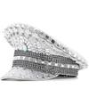 Gold Rhinestone Captain Cap for Wedding Fashion Wide Brim Hat Carnival Party Hat Women Bride Fedora Hat Role Playing Hat