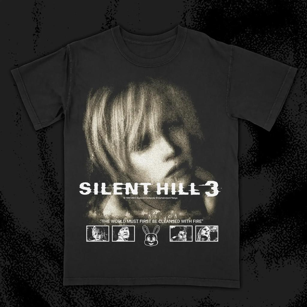 Хлопковая футболка с графическим принтом Silent Hill Черная Хоррор Игра L238