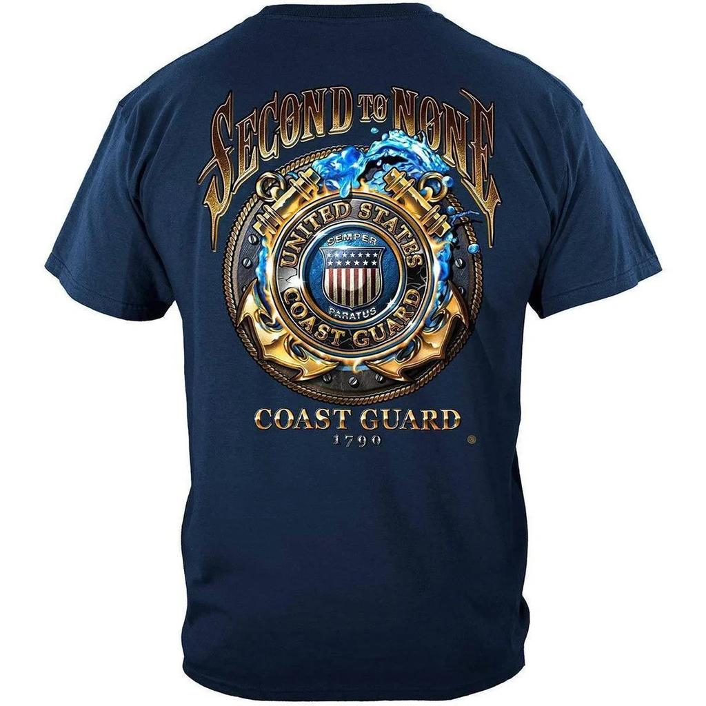 U.S. Coast Guard Second to None T-Shirt Patriotic Military Veteran USA Graphic