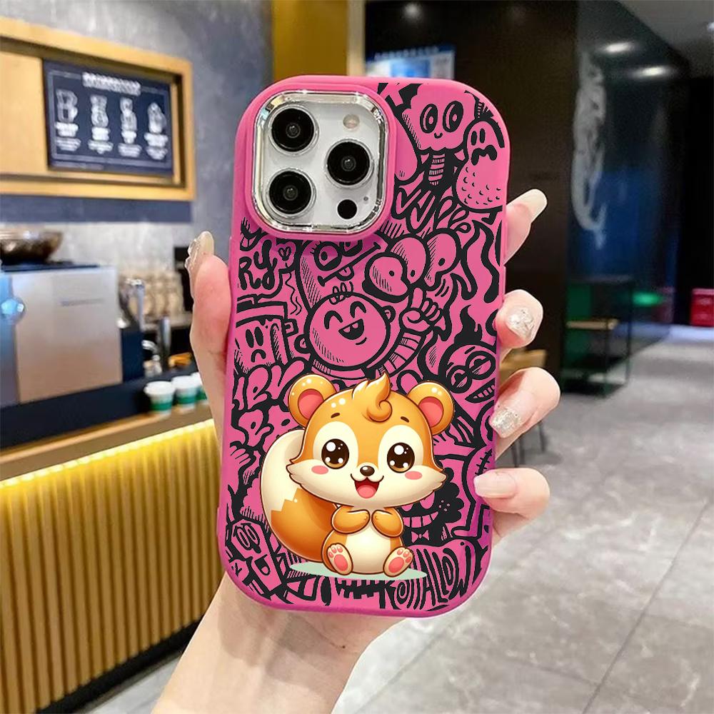 Phone Case: 2D flat design suitable for iPhone 18 17 16 15 14 13 Pro protective case, couple style, little squirrel, Christmas and Halloween gift