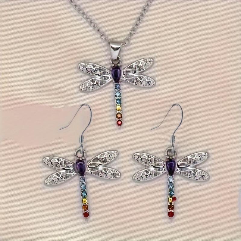 Универсальный европейский и американский набор серег и ожерелья «Стрекоза»