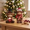 Cute Animal Desktop Decorations 2Pcs Christmas Highland Cow Figurines, Resin Santa Reindeer Cow, with Hat, Indoor Decorative Collectibles Hot