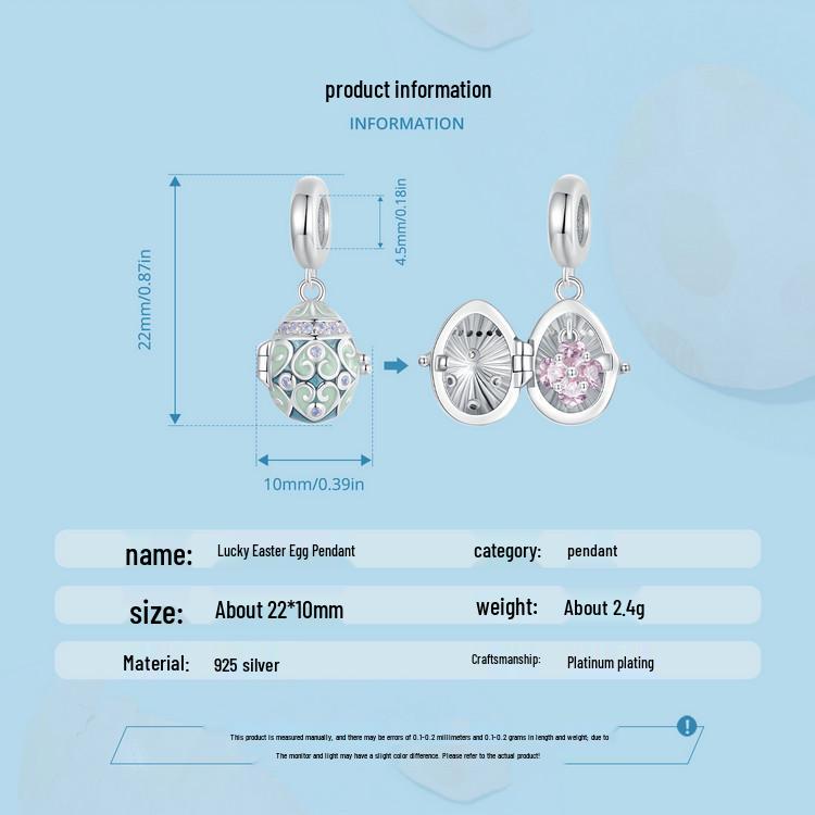 Yinziyun Sterling Silver Easter Egg Rabbit Bracelet Kit with S925 Beads and Spacers