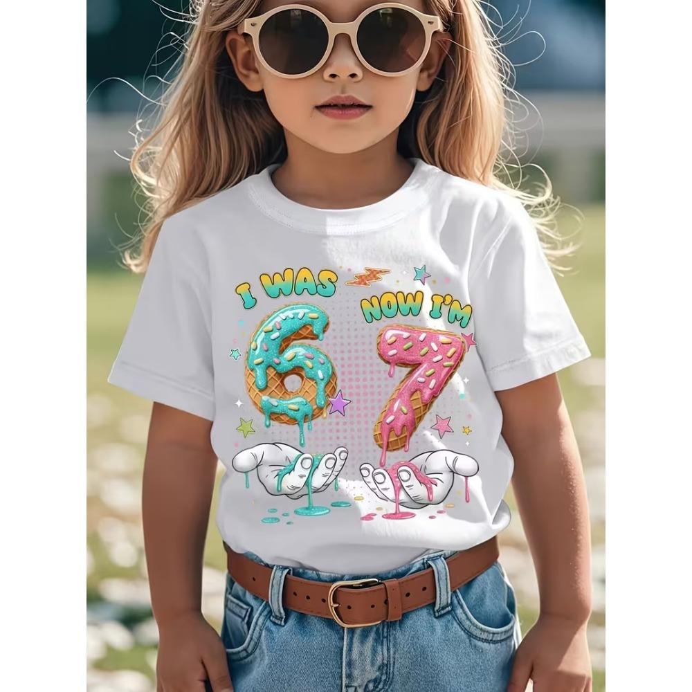 Women's T-shirt Summer Casual Fashion Women's Clothing 67 Six Seven Cute Print Trendy Women's Short Sleeve Tees Tops