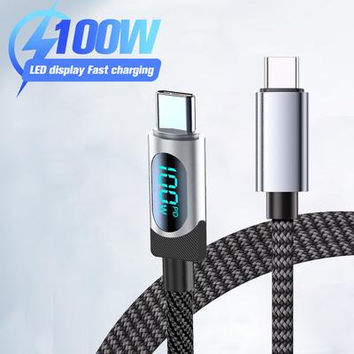 Кабель Type C-Type C 100 Вт PD для быстрой зарядки, зарядное устройство USB C-USB C, дисплейный кабель для iPhone 16, 15, Xiaomi, Samsung, Huawei