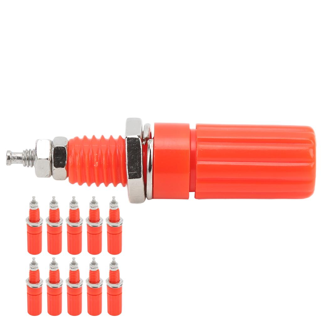 10Pcs M3 Terminal 4mm Banana Jack Socket Screw Panel Jack Terminal Plug for Electronic EquipmentRed