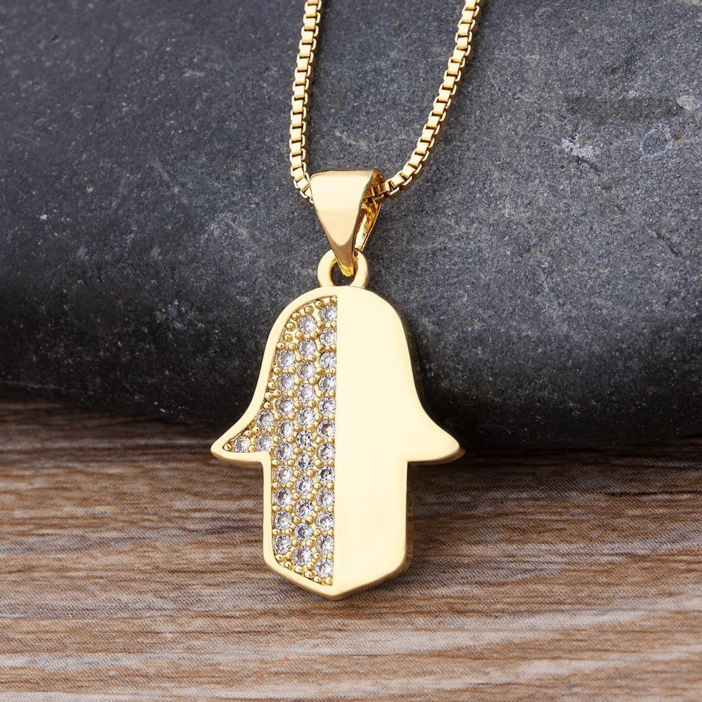 Nidin Luxury Fashion Cubic Zirconia Heart Pendant Women Gold Plated High Quality Chain Necklace Sparking Jewelry Party Gift