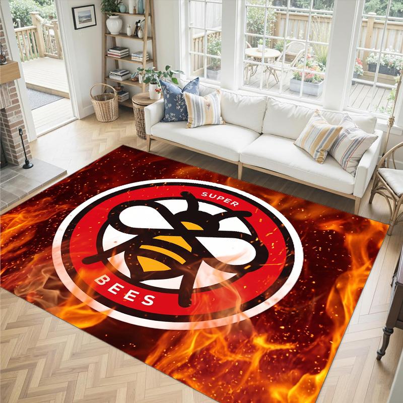 Brentford Football Design Crystal Velvet Carpet Cozy Non?Slip Printed Rug For Bedroom Living Room Entrance