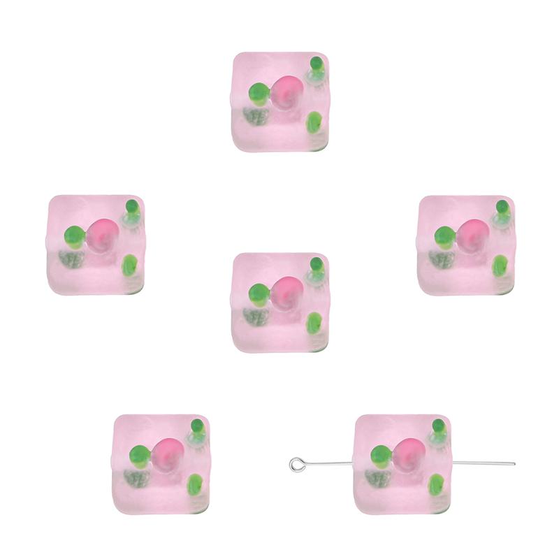 2 шт. ручная роспись матовые цветные стеклянные квадратные бусины для DIY ожерелье браслет серьги изготовление ювелирных изделий аксессуары для рукоделия