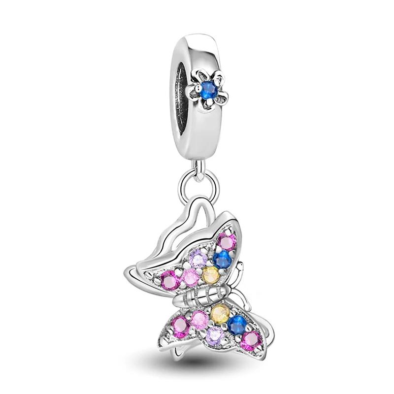 Copper Butterfly Series Cute Charms Beads Fit Original Pan Bracelet Bangle High Quality Diy Jewelry For Womens